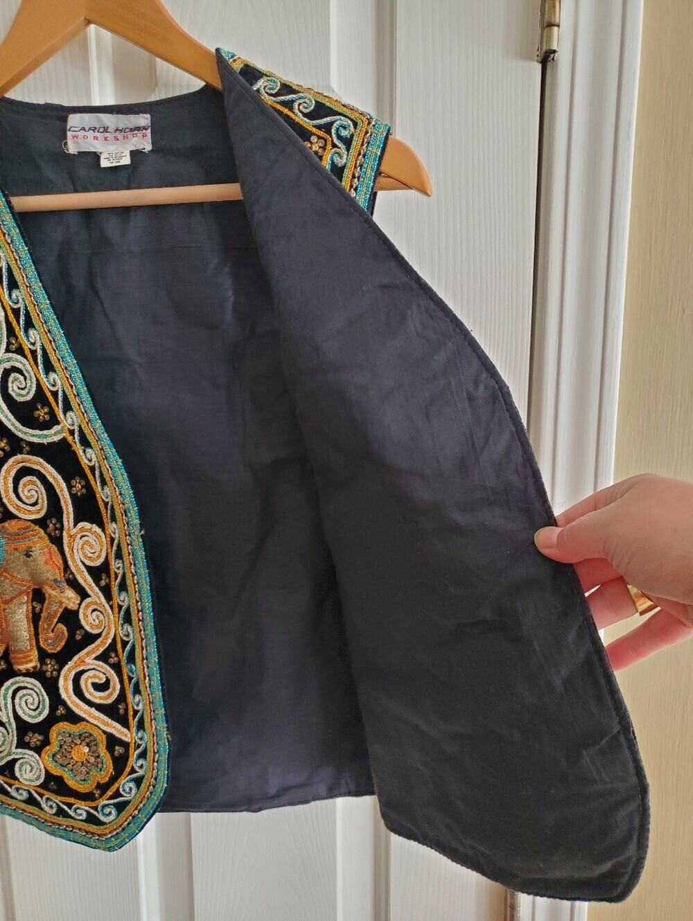 Carol Horn Vintage Bohemian Kalaga‎ Burmese Sequin Elephant Vest - Picture 8 of 10